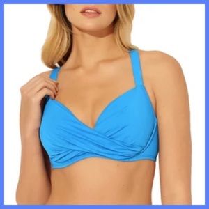Blue Rod Beattie Skyline Bikini Top Swimsuit 36DD NWT TOP ONLY